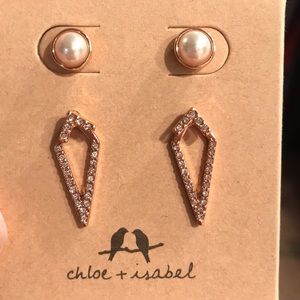 C+I 2 in 1 Rose Gold Pearl Earrings